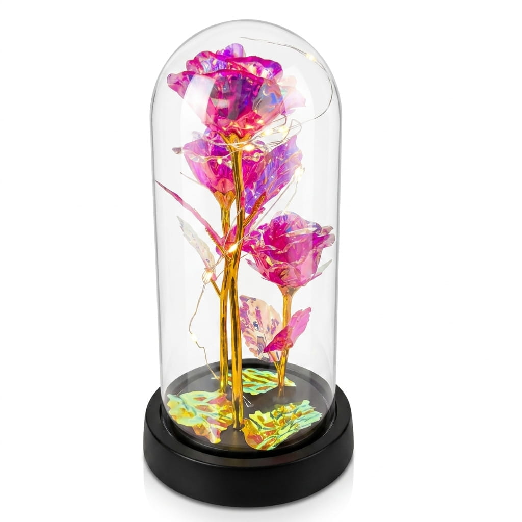 Cúpula con Trío de Rosas Tornasol Holográficas - profesional Cúpula con Trío de Rosas Tornasol Holográficas - Imagen 1